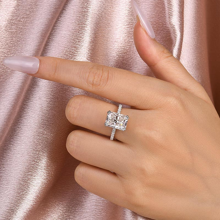 Rodiffy Moissanite 3.0Ct~4.5 Ct Radiant Cut White Gold Engagement Ring For Women