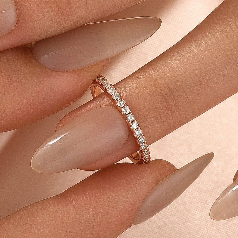 Rodiffy Moissanite 0.5 Ct Rose Gold  Full Eternity Thin Wedding Band For Women