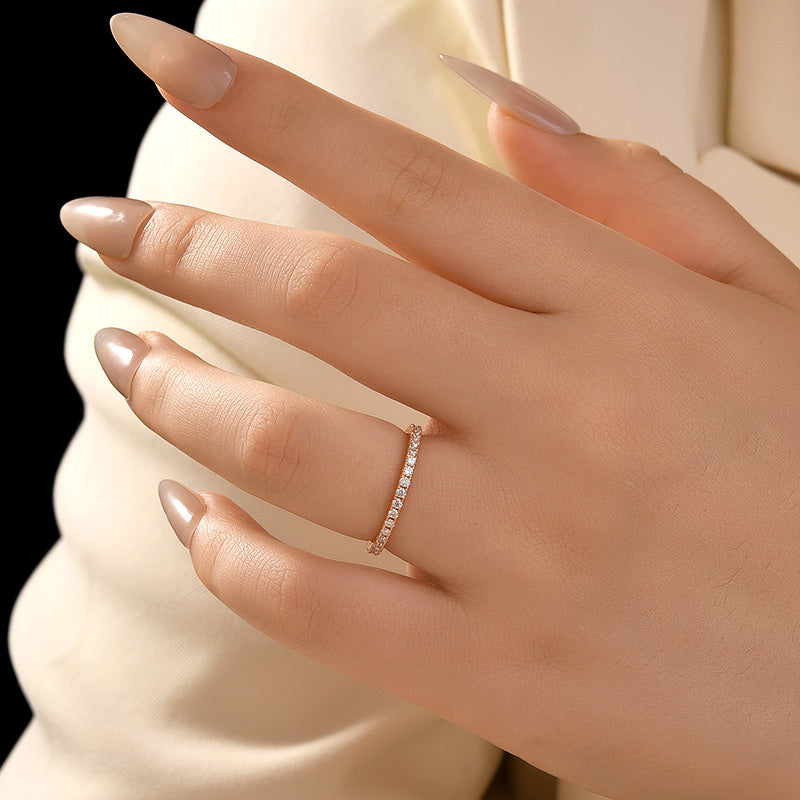 Rodiffy Moissanite 0.5 Ct Rose Gold  Full Eternity Thin Wedding Band For Women