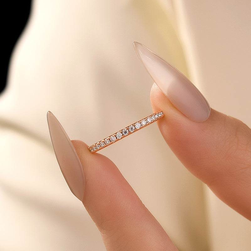 Rodiffy Moissanite 0.5 Ct Rose Gold  Full Eternity Thin Wedding Band For Women