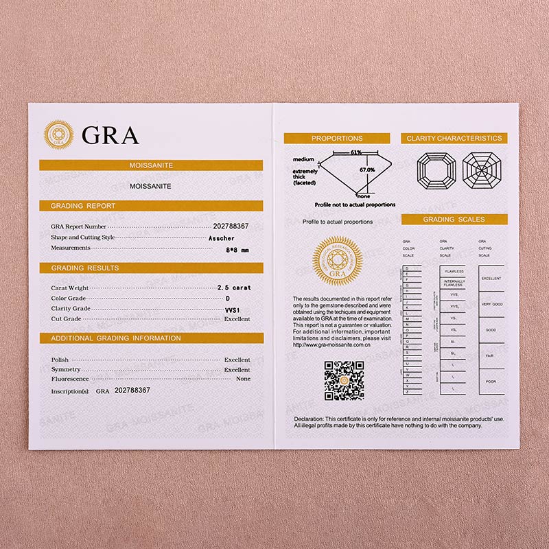 3.0Ct Asscher Cut White Gold Moissanite Diamond Engagement Ring