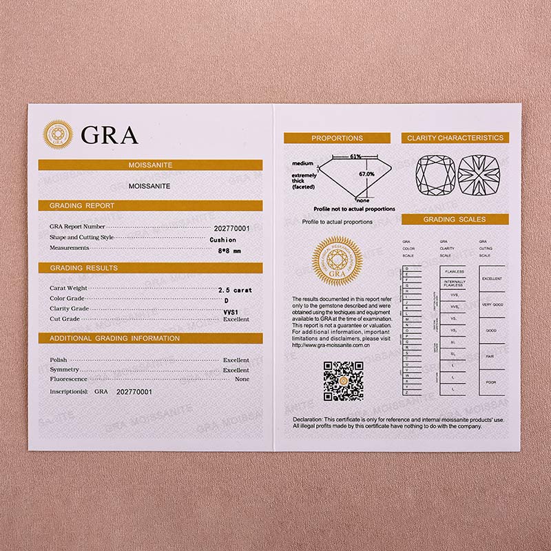 Moissanite 2.5Ct Cushion Cut White Gold Bridal Wedding Ring Set