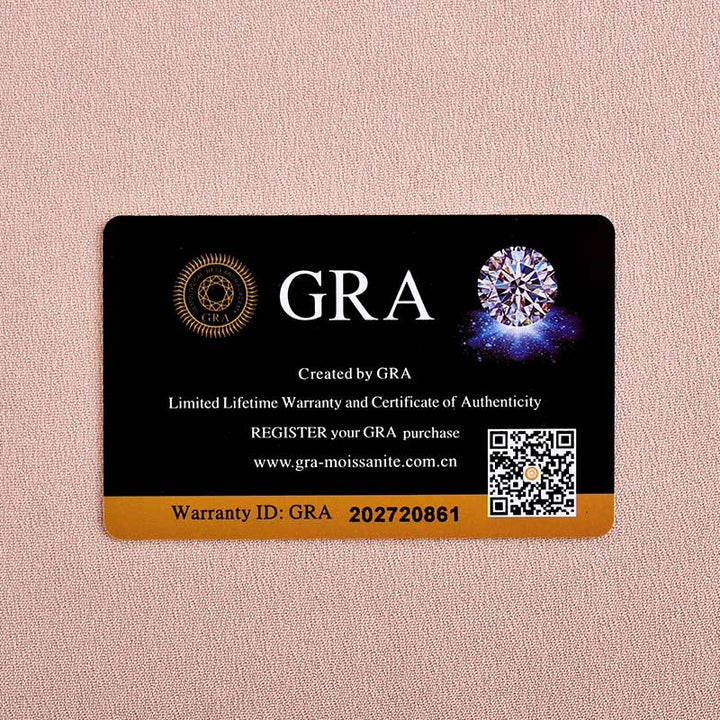 GRA authenticity card included with the certified moissanite ring