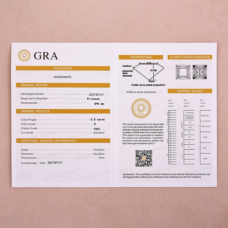 Rodiffy Moissanite 3.0 Ct Square Princess Cut White Gold Bridal Ring