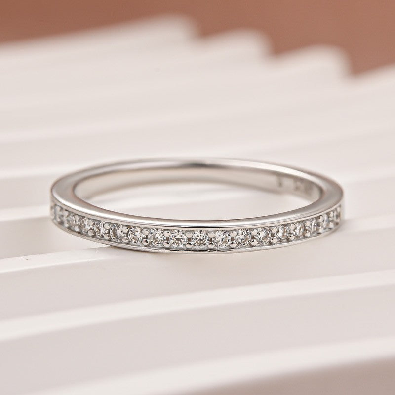 Channel Set Round Cut Wedding Ring In 925 Sterling Silver