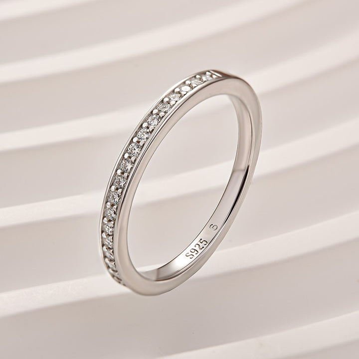 Channel Set Round Cut Wedding Ring In 925 Sterling Silver