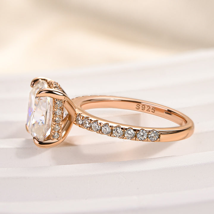 Rodiffy Moissanite 3.0 Ct Cushion Cut Rose Gold Engagement Ring For Women