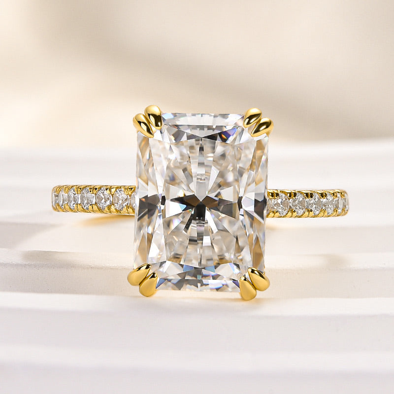 Rodiffy Moissanite 4.5 Ct Radiant Cut Yellow Gold Engagement Ring For Women