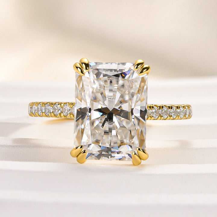Rodiffy Moissanite 4.5 Ct/3.0Ct Radiant Cut Yellow Gold Engagement Ring For Women