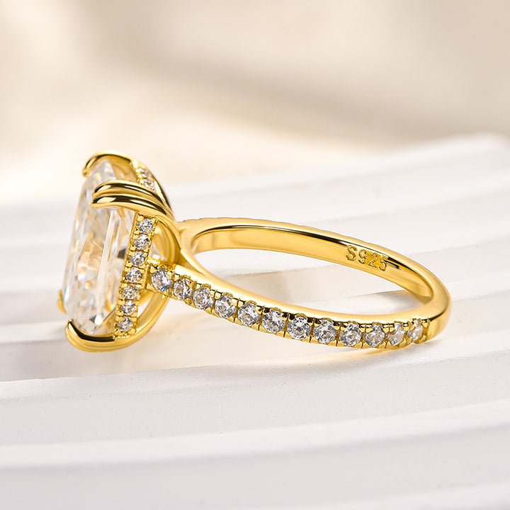 Rodiffy Moissanite 4.5 Ct/3.0Ct Radiant Cut Yellow Gold Engagement Ring For Women