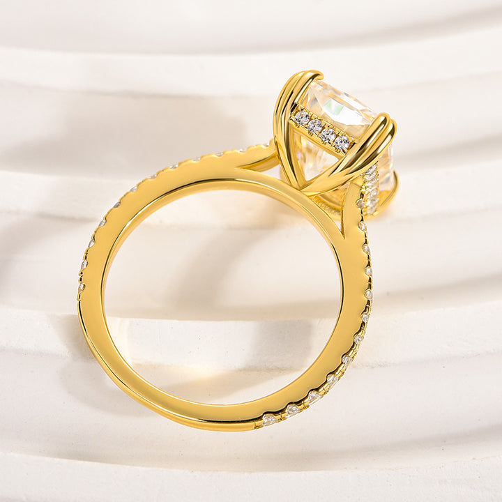 Rodiffy Moissanite 4.5 Ct/3.0Ct Radiant Cut Yellow Gold Engagement Ring For Women