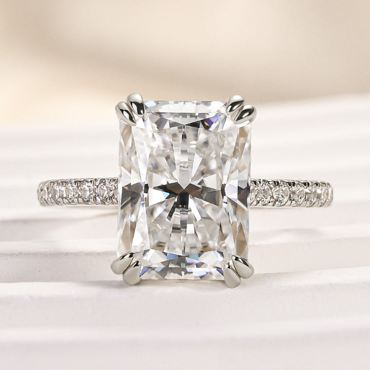 Rodiffy Moissanite 3.0Ct~4.5 Ct Radiant Cut White Gold Engagement Ring For Women