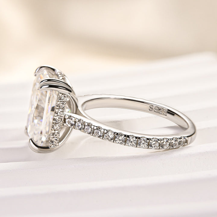 Rodiffy Moissanite 3.0Ct~4.5 Ct Radiant Cut White Gold Engagement Ring For Women
