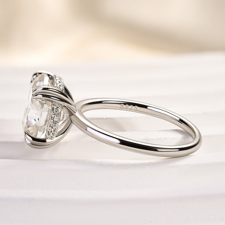 Rodiffy Moissanite 4.5 Ct Cushion Cut White Gold Engagement Ring
