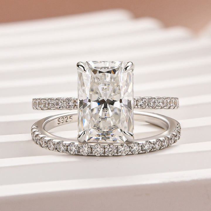 S925 Moissanite 3.5 Ct Radiant Cut Wedding Ring For Women