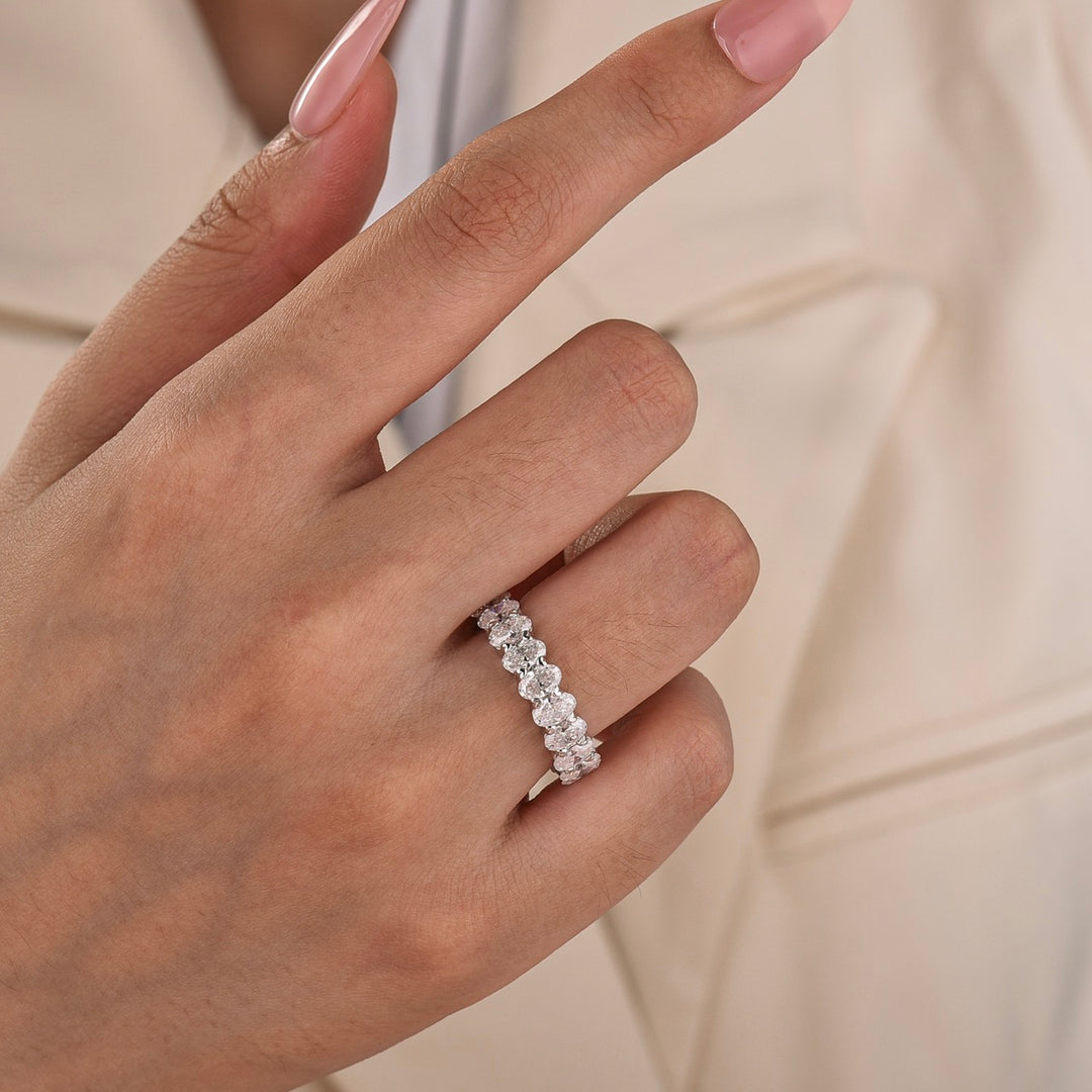 Moissanite 5.0CT Oval Cut Stackable Full Eternity Statement Ring For Daily Wear