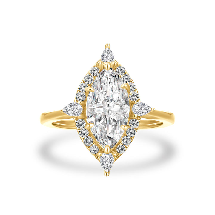 Vintage Moissanite 2.0Ct Marquise Cut Halo Engagement Ring Travel Ring For Her