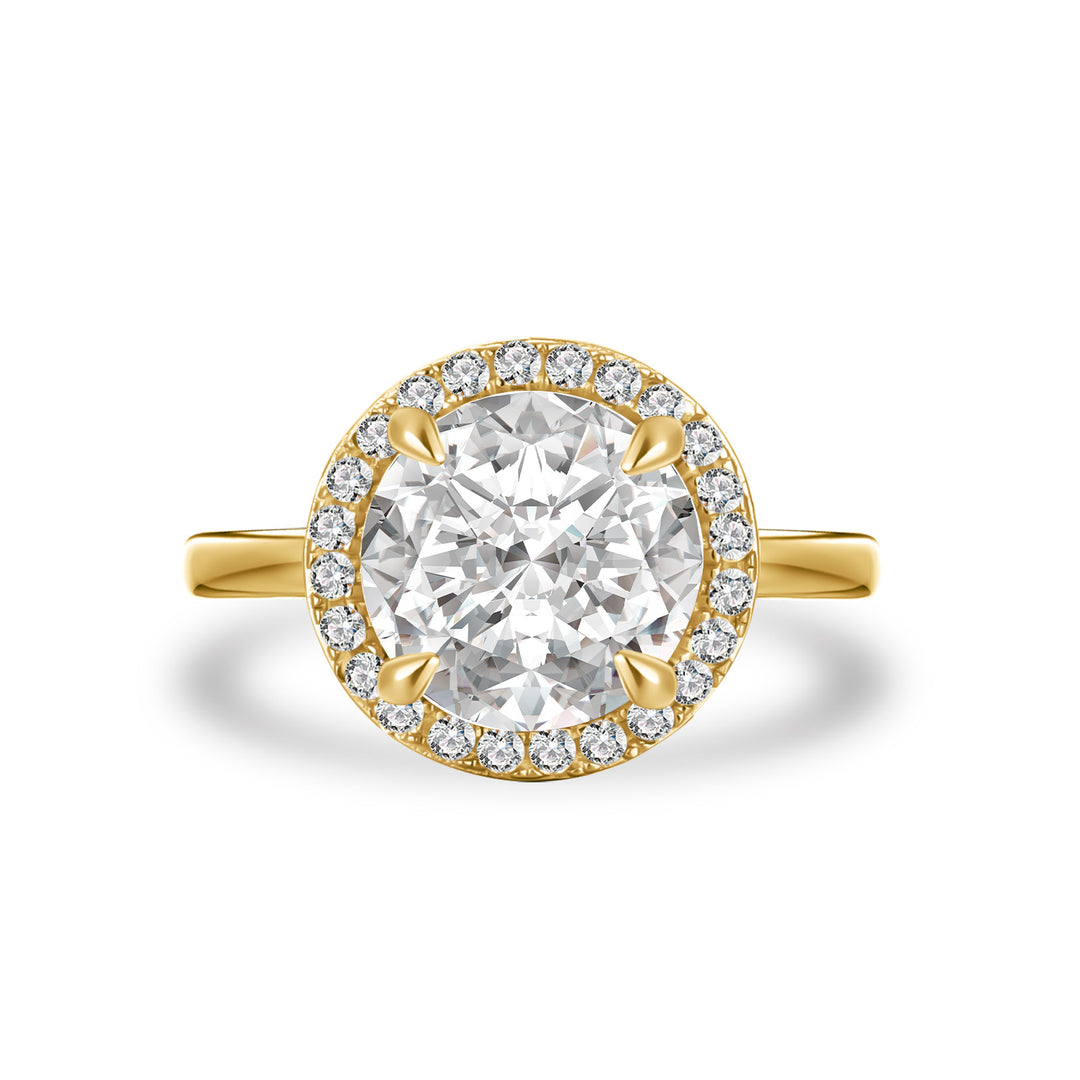 Moissanite Classic 3.0Ct Round Cut Halo Engagement Ring In Sterling Silver
