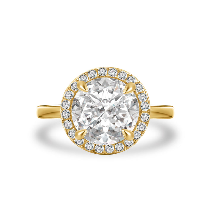 Moissanite Classic 3.0Ct Round Cut Halo Engagement Ring In Sterling Silver
