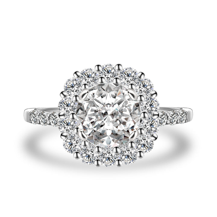 Moissanite 2.0 Ct Halo Round Cut White Gold Engagement Ring