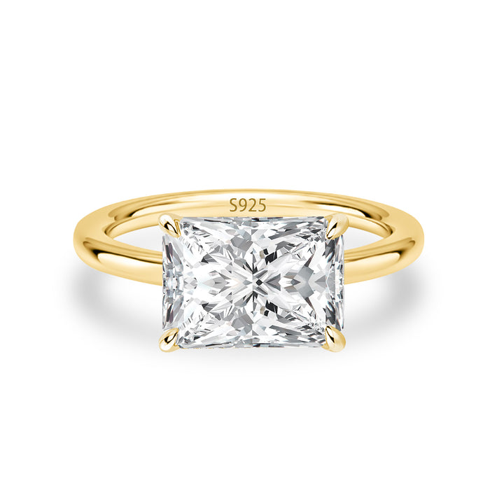 Moissanite 3.5 Ct East-West Radiant Cut Solitaire Engagement Ring In Sterling Silver