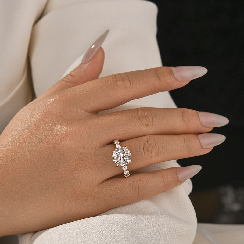 Rodiffy Moissanite 4.0 Ct Round Rose Gold Engagement Ring