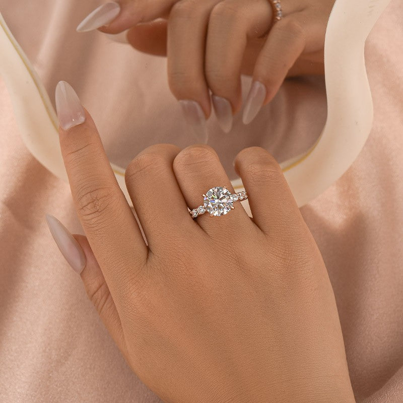 Rodiffy Moissanite 4.0 Ct Round Rose Gold Engagement Ring