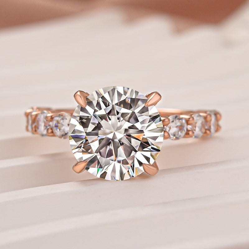 Rodiffy Moissanite 4.0 Ct Round Rose Gold Engagement Ring