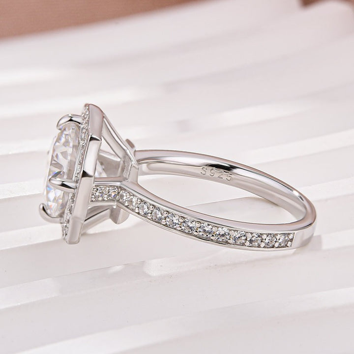 Rodiffy Moissanite 3.0Ct Halo Round White Gold Engagement Ring