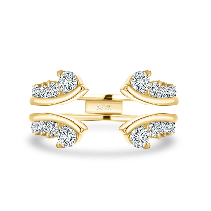 Moissanite Round Cut Jacket Yellow Gold Stack Wedding Band