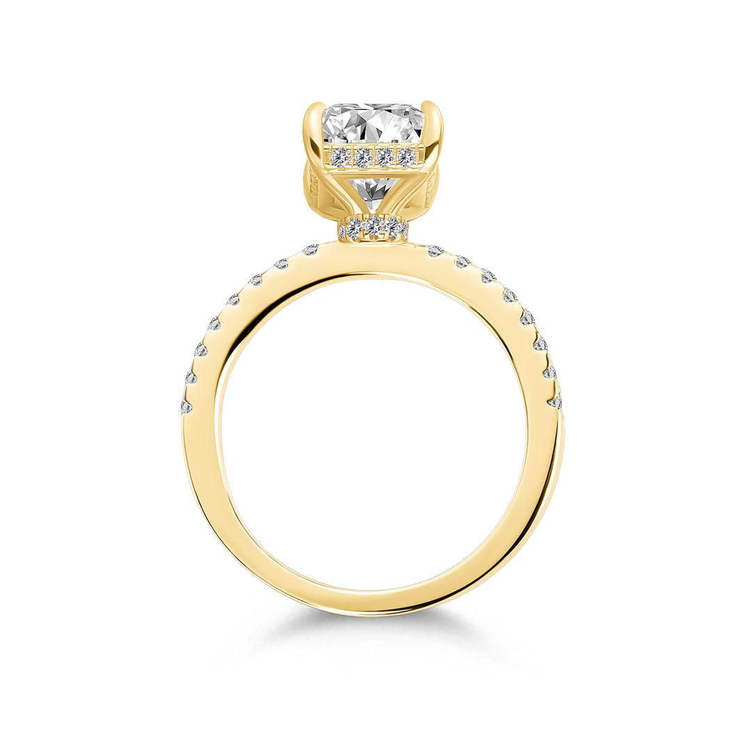 Moissanite 3.5Ct Radiant Cut Hidden Halo Engagement Ring in Sterling Silver