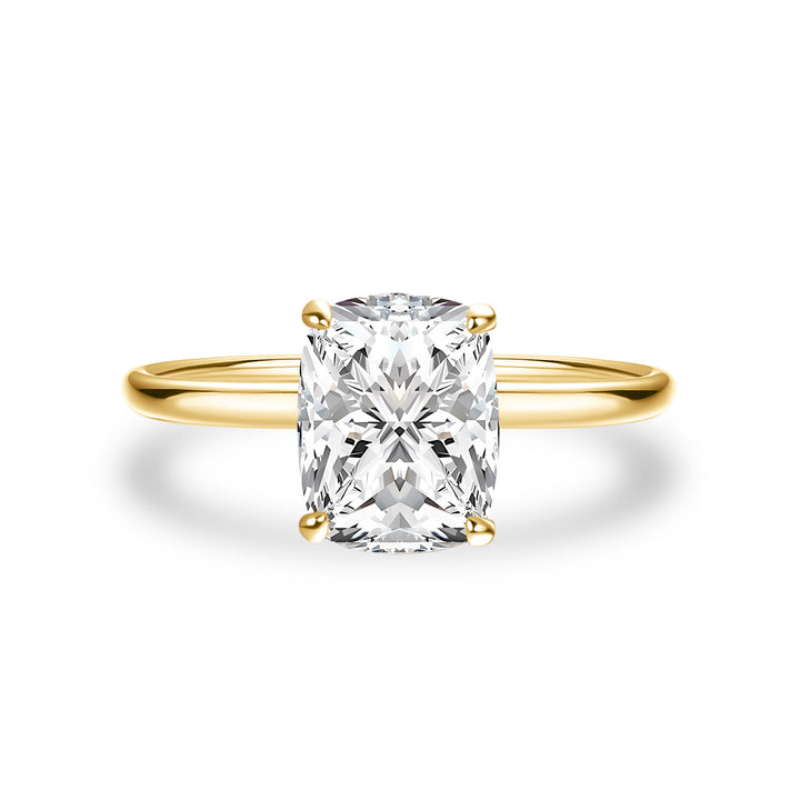 Moissanite 2.5 Ct Cushion Cut Solitaire Yellow Gold Promise Ring For Women