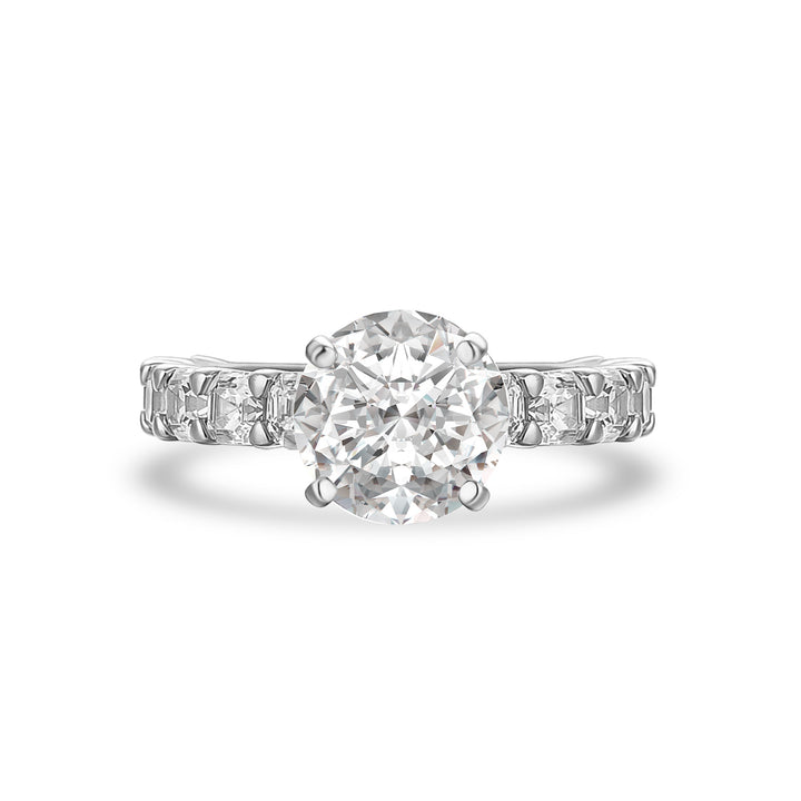 Moissanite 2.0Ct Round Cut Engagement Ring In Sterling Silver