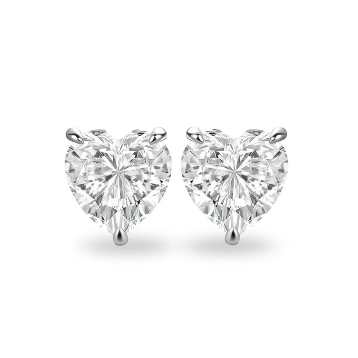 Moissanite 1.2Ct*2 Heart Cut White Gold Stud Earrings In Sterling Silver