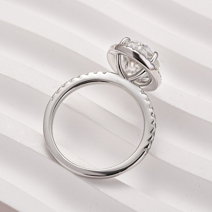 Rodiffy Moissanite 4.0 Ct Oval Cut Halo White Gold Engagement Ring