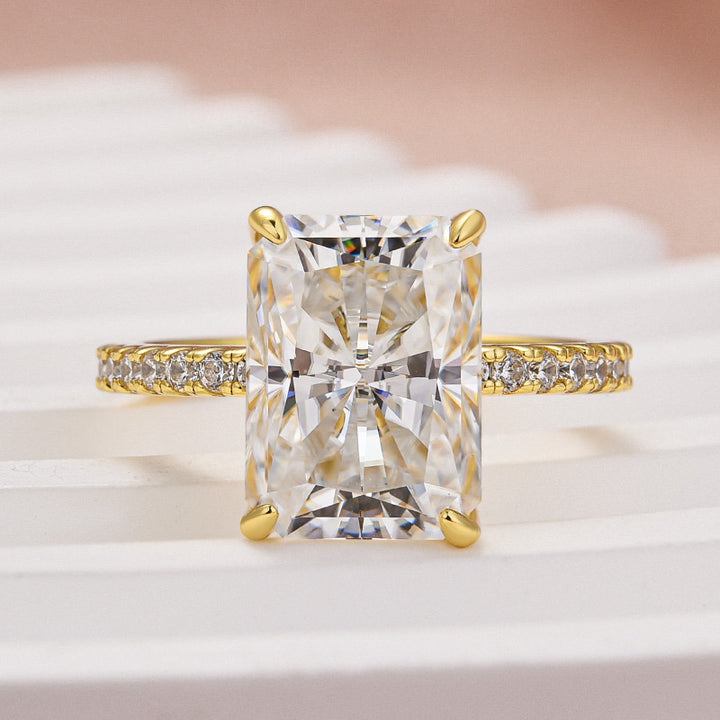 Rodiffy Moissanite 4.5Ct Radiant Cut Yellow Gold Travel Promise Ring