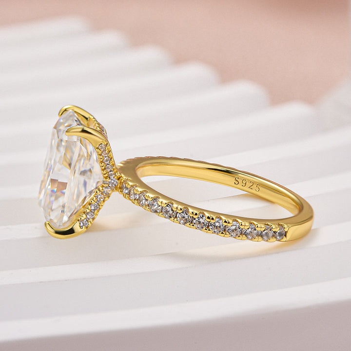 Rodiffy Moissanite 4.5Ct Radiant Cut Yellow Gold Travel Promise Ring