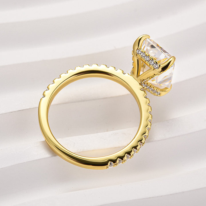 Rodiffy Moissanite 4.5Ct Radiant Cut Yellow Gold Travel Promise Ring