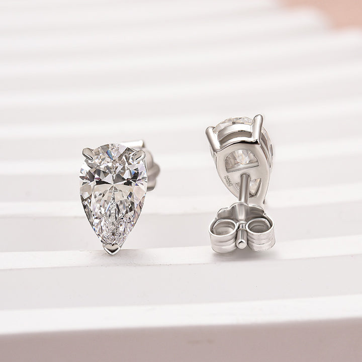 Rodiffy Moissanite 1.0 Ct*2 Diamond White Gold Pear Stud Earrings