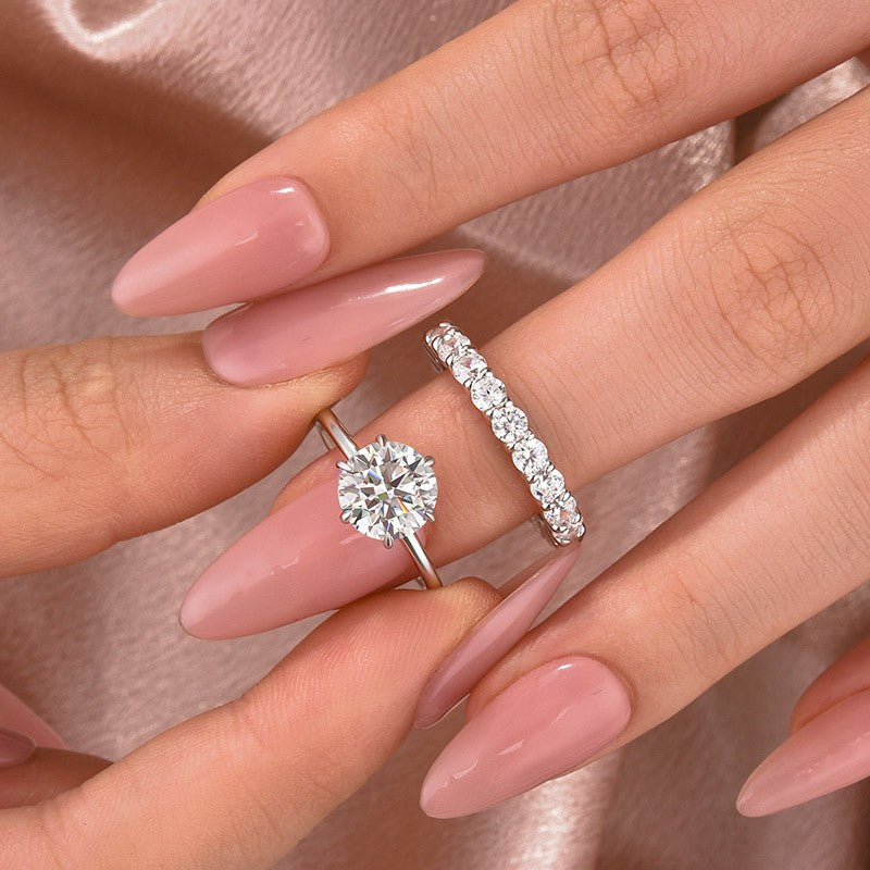 Solitaire 2.0 Ct 6 Prong Round Cut Moissanite Diamond Wedding Ring