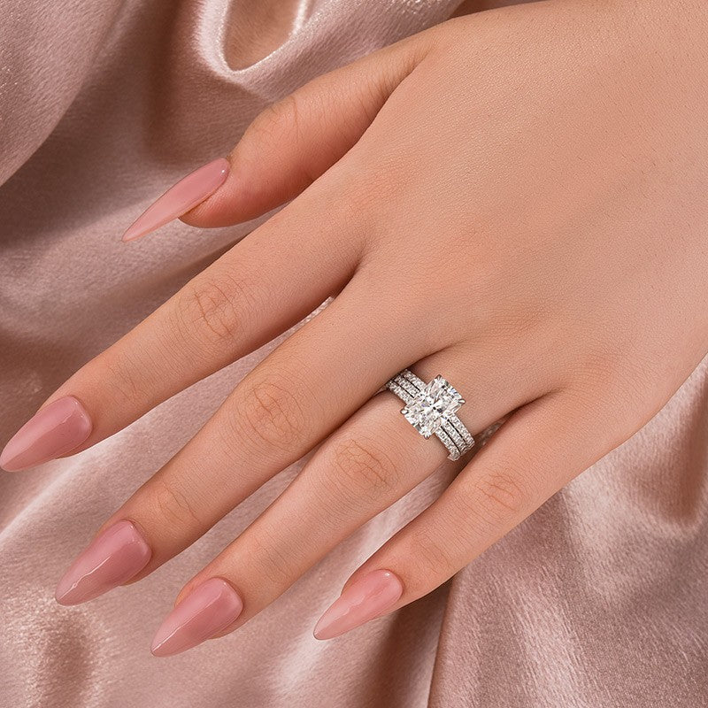 3.5 Ct Radiant Cut 3PC White Gold Moissanite Diamond Wedding Ring