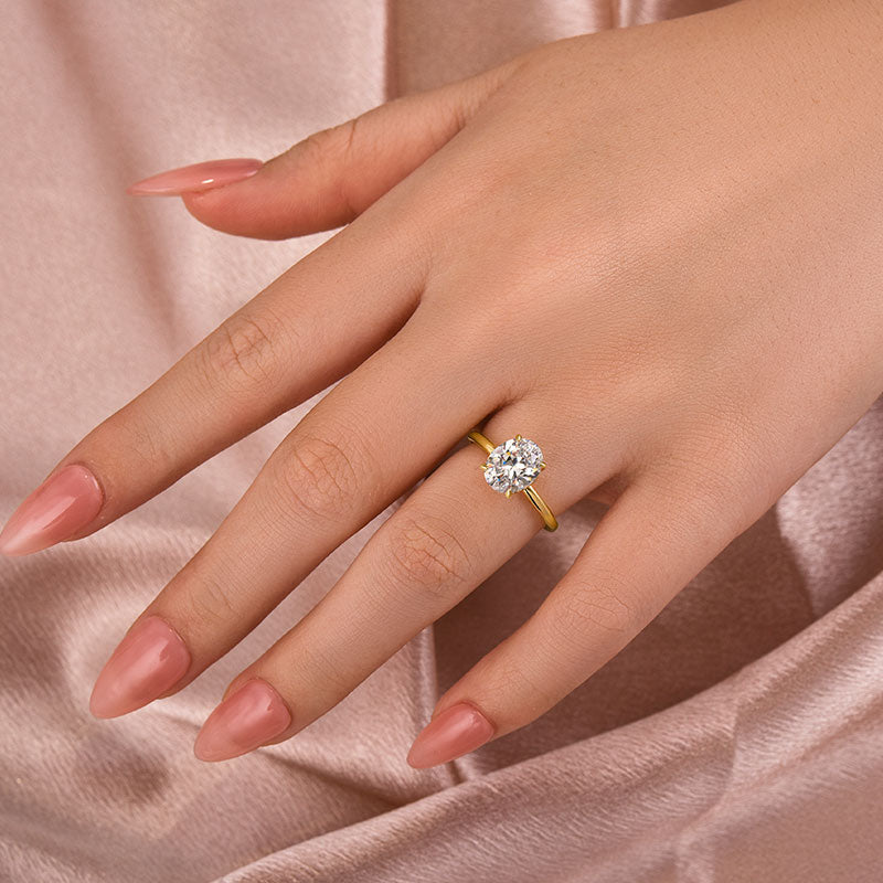 Rodiffy Moissanite 2.0 Ct ～5.5 Ct Oval Cut Yellow Gold Promise Ring For Women