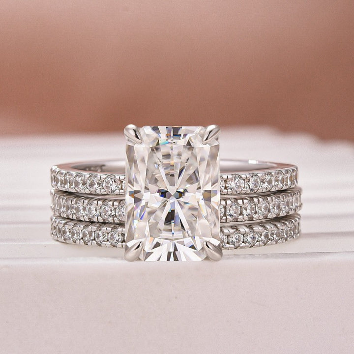 3.5 Ct Radiant Cut 3PC White Gold Moissanite Diamond Wedding Ring