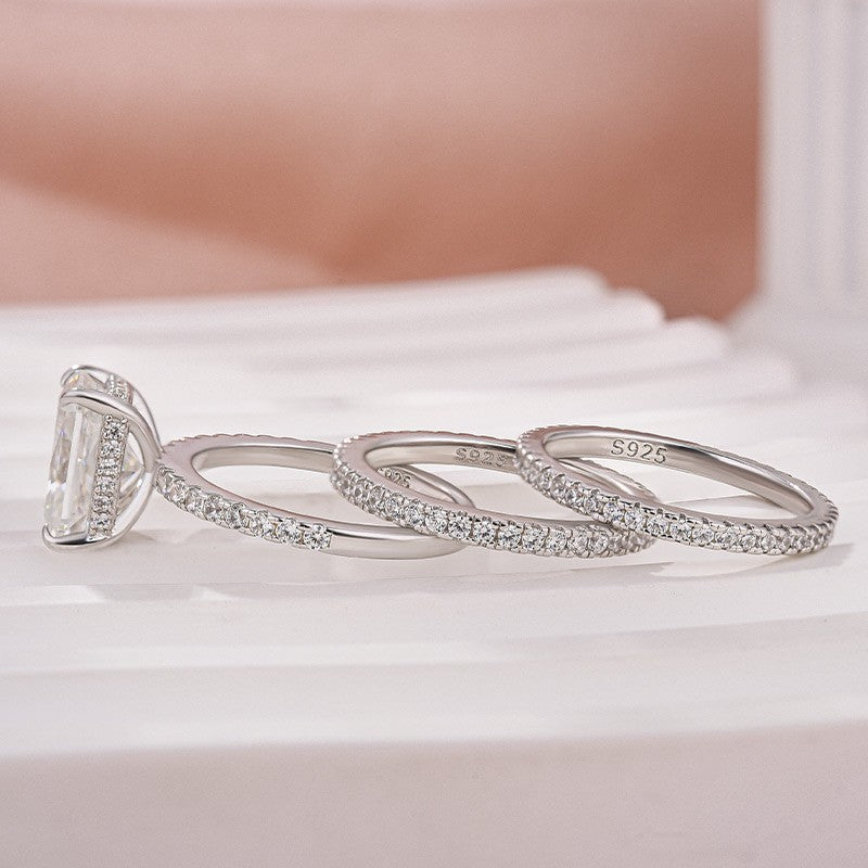 3.5 Ct Radiant Cut 3PC White Gold Moissanite Diamond Wedding Ring