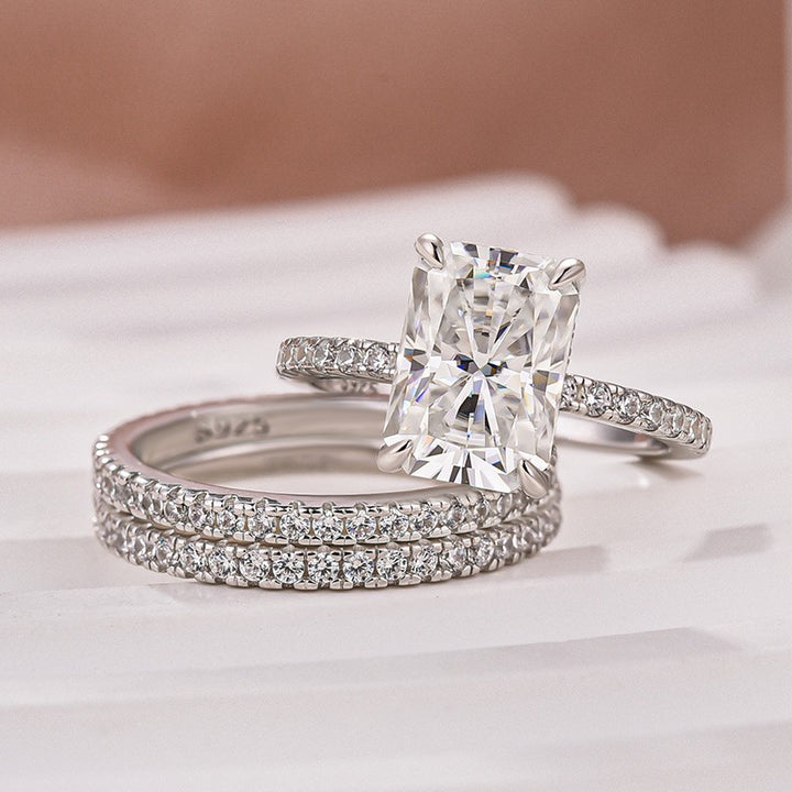 3.5 Ct Radiant Cut 3PC White Gold Moissanite Diamond Wedding Ring