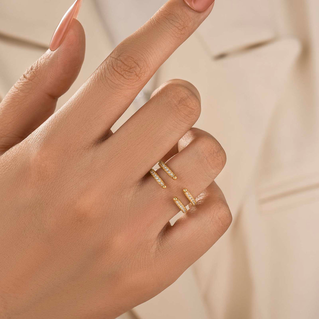 S925 Moissnaite 0.36Ct Pave Self Love Stackable Open Enhancer Band For Everyday Wear