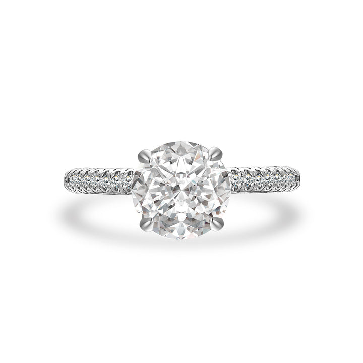 Triple Row Pavé 1.0Ct/2.0Ct Round Cut Moissanite Engagement Ring In Sterling Silver