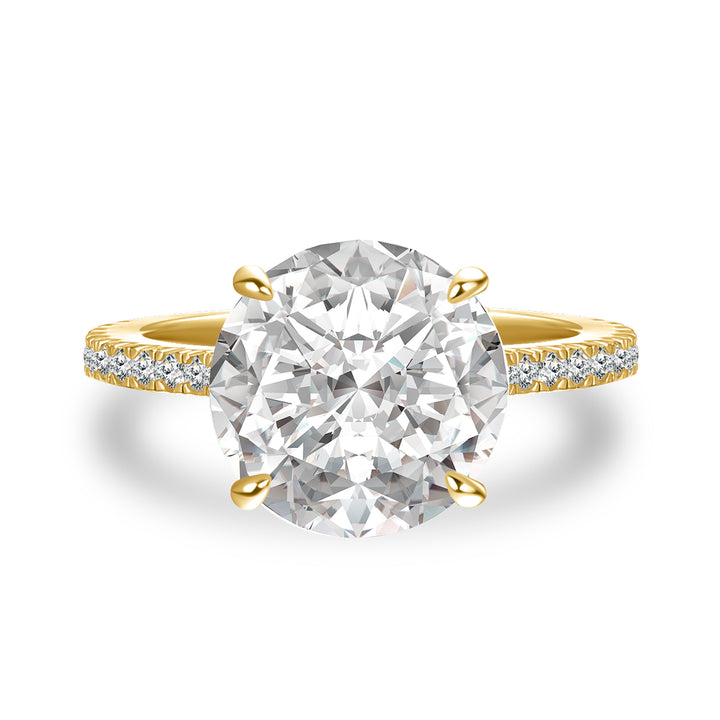Rodiffy Moissanite 4.0 Ct Round Yellow Gold Engagement Ring