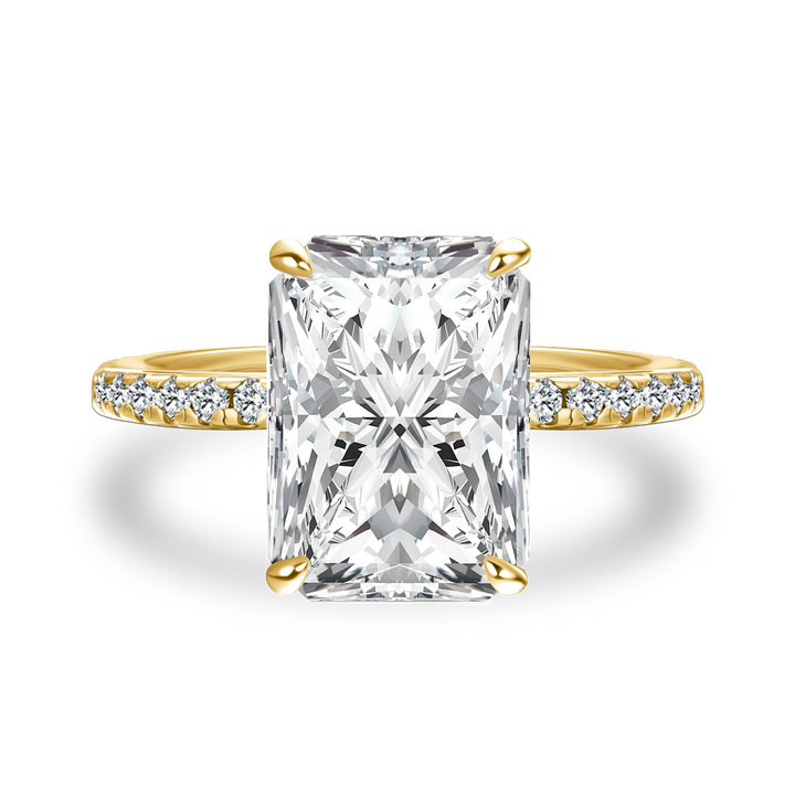 Rodiffy Moissanite 4.5Ct Radiant Cut Yellow Gold Travel Promise Ring