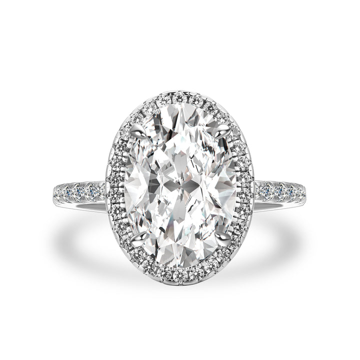 Rodiffy Moissanite 4.0 Ct Oval Cut Halo White Gold Engagement Ring